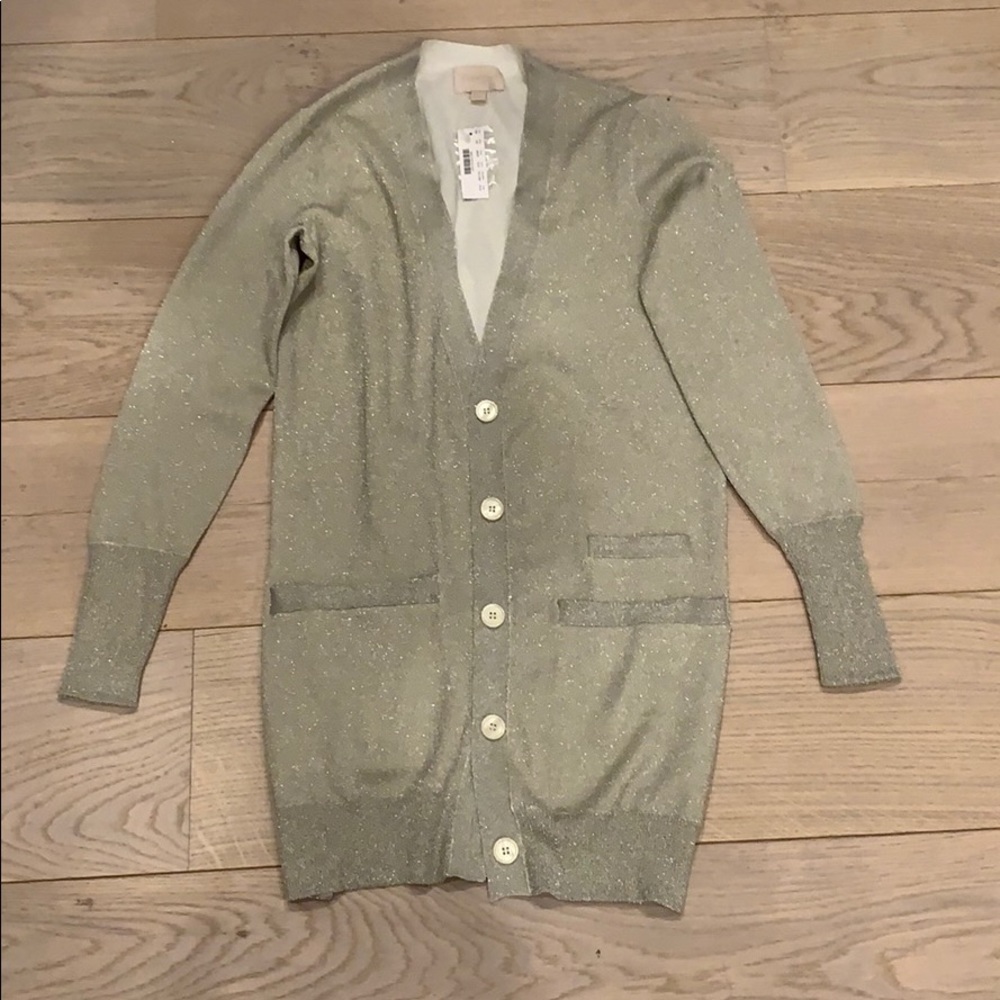 BNWT J.Crew Collection Silver Cardigan